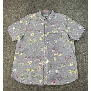 Tommy Bahama Mens XL Hawaiian Shirt Camp Striped Bird Cocktail AOP Tropical EUC